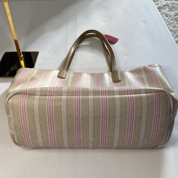 Coach Legacy Ticking Stripe Coated Canvas Weekend Tote - Picture 11 of 13